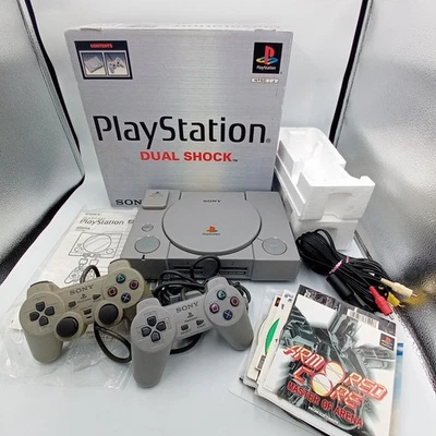 Sony PS1 PlayStation 1 Console SCPH-7500 Boxed With Manual 6 Games Japanese - Image 1 of 4