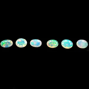 5.10 Ct (6 Pcs) Mesmerizing Oval (Mix mm) Multi Color Facetted Rainbow Opal Gems - Picture 1 of 7