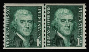 #1299 1c Thomas Jefferson, Coil Line Pair [29] Mint **ANY 5=FREE SHIPPING** - Picture 1 of 1