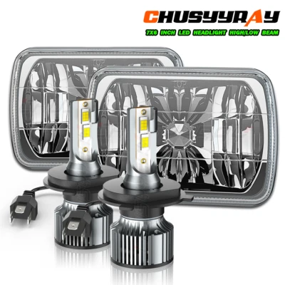 For Peterbilt 357 378 379 385 Trucks Pair 5x7" 7x6" LED Headlights Hi/Lo White - Image 1 of 4