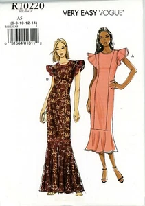 Vestido Misses Ocasión Especial Patrón Vogue R10220 Talla 6-14 Pequeño Fácil Sin Cortar - Imagen 1 de 2