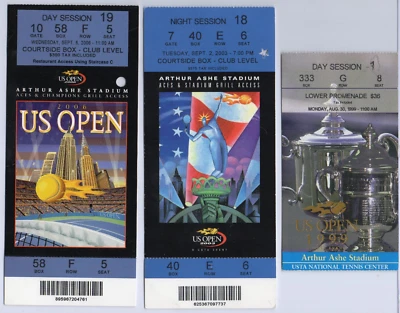 ⭐️ US OPEN Tennis Ticket & Pin Lot (9) 1999-2015, Agassi, Federer, Nadal 🔥 - Image 1 of 4