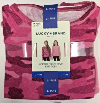 Lucky Brand Youth Long Sleeve Knit Tops Red/Berry 2-Pack Large 14/16 - Image 1 of 3
