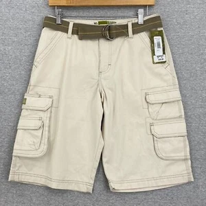 Lee Cargo Shorts Youth 16 Reg Loose Khaki Tan Adjustable Waist Belt Pockets NEW - Picture 1 of 14