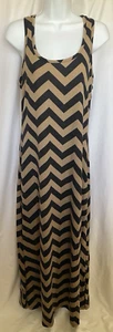 Faded Glory Womens Summer Dress Med 8-10 Black/Brown Racerback Chevron Maxi - Picture 1 of 8