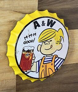 A&W A & W Rootbeer Root Beer  Vintage Style Bottle Cap Metal Sign Man Cave Bar M
