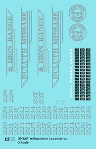 K4 O Scale Decals Duluth Missabe Iron Range Yellowstone Steam Locomotive Silver - Picture 1 of 3