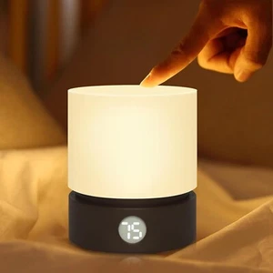 Wiederaufladbare Lampe, tragbare dimmbare kleine Tisch LED, Nachtlicht mit Timer, BRAUN - Bild 1 von 7