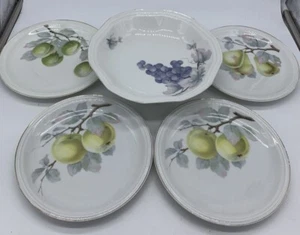 VTG ROSENTHAL KRONACH BAVARIA GRAPE VINE PORCELAIN Serving Bowl & 4 Plate Set - Picture 1 of 12