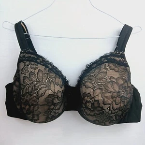 Lane Bryant Cacique Lightly Lined Full Coverage Underwire Black Lace Bra 44D - Picture 1 of 12