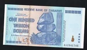 Simbabwe 100 Billionen Dollar Banknote. Original, AUNC AA Seriennummer UV geprüft - Bild 1 von 2
