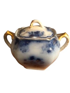 Royal Blue Flow Blue Biscuit Jar Antique - Picture 1 of 8