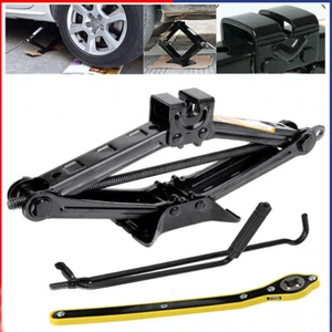 2 Ton Scissor Jack Tyre Lift With Chrome Crank Rocker & Labor-saving Wrench AU - Picture 1 of 9