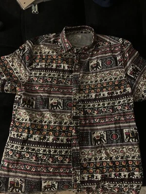 Persian Shirt Button Up indian elephant Cool Chill - Image 1 of 3