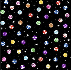 Blank Quilting Amazing Aliens Planet Dots Black Cotton Fabric By The Yard - Picture 1 of 1