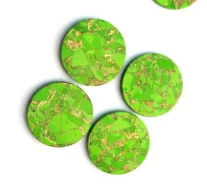 Natural Green Copper turquoise Flat Round Cabochon Coin loose gemstone 6mm-20mm - Picture 1 of 11