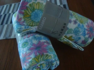 Set of 2 - BARBRO Blankets Spring Summer colors Multicolor Flowers 47 x 71 " NEW - Picture 1 of 6