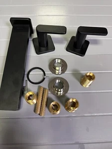 Kohler 2 Handle Wall Mount Lavatory Faucet Lever Matte Black T27120-4-BL - Picture 1 of 8