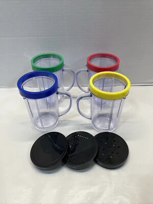 Magic Bullet MB1001 Batidora Personal Tazas de Repuesto con Anillos de Colores, 3 Tapas Foto 1 de 4