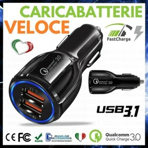 CARICABATTERIE DA AUTO 2 USB CARICATORE VELOCE PER SAMSUNG GALAXY A12 NACHO A 12 - Zdjęcie 1 z 11