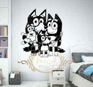 Bluey Bingo TV-Figur Cartoon Wand Fenster Aufkleber Kinder Kind Haus Zimmer Dekor - Bild 1 von 8
