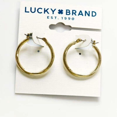 New 23mm Lucky Brand Hoop Earrings Gift Vintage Women Party Holiday Show Jewelry - Image 1 of 3