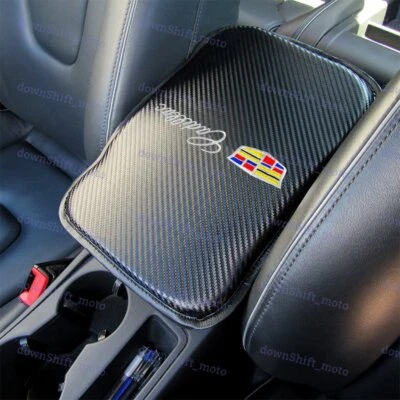 Embroidery For CADILLAC Carbon Car Center Console Armrest Cushion Pad Cover 1PCS - Image 1 of 4