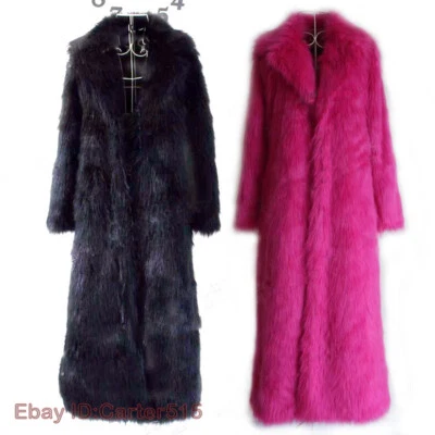 Winter Luxury Unisex Women Long Parka Faux Fur Lapel Overcoat Thick Coat - Image 1 of 4