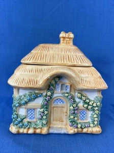 Vintage Teleflora Violet L. Schwenig English Cottage Ceramic Cookie/Candy Jar - Picture 1 of 14