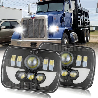 Pair 130W 7x6" LED Hi/Lo Headlights for Peterbilt 365 2008-2017 / 330 2000-2005 - Image 1 of 4