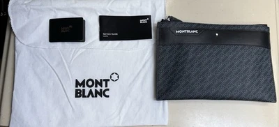 Montblanc Black Embossed Leather M_Gram 4810 Medium Pouch Monogram Money Bag - Image 1 of 2