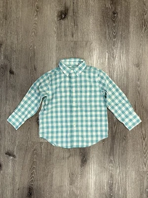 Crew Cuts J Crew Boys Size 2 Long Sleeve Button Up Shirt Blue Green Check Cotton - Image 1 of 4