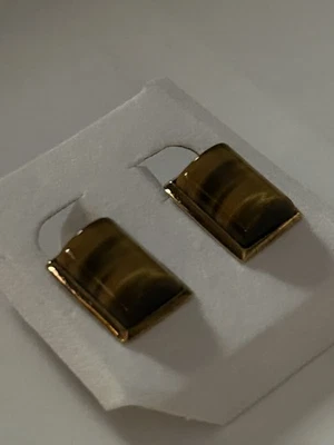 JUEGO DE BISEL OJO DE TIGRE 8,5 GRAMOS 9K 9CT Oro Amarillo CONJUNTO Clip Trasero Sin Chatarra Foto 1 de 4