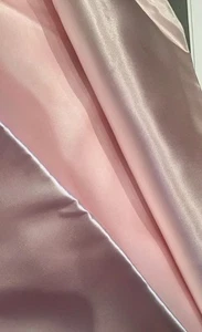 SATIN  BABY PINK SILKY FABRIC 2 X REMNANTS  17/112 CMS. & 48/65 CMS FREEPOST! - Picture 1 of 5