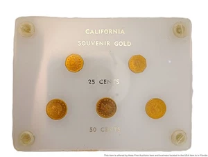 1852 US California Souvenir Gold Tokens 25 & 50 Cent American Coins - Picture 1 of 2