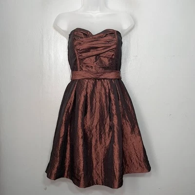 Mystic Brown Taffeta Strapless Dress Size Small Prom Homecoming Dance HOCO Mini - Image 1 of 4