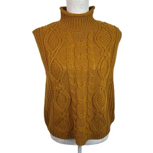 Olive +Oak Women's M Cable Knit Sleeveless Sweater Vest Mustard EUC - Picture 1 of 9