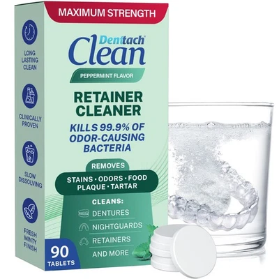 Retainer Cleaner Tablets Denture Invisalign Night Guard Cleanser 90 Tablets - Image 1 of 4