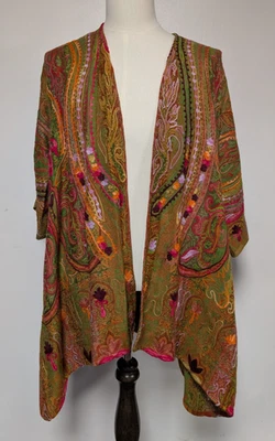 Cárdigan Soft Surroundings Bordado Mezcla Lana Verde, S/M, Estilo # 2CU61 Foto 1 de 4