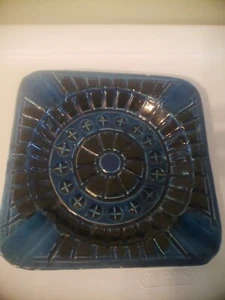 Mid Century Modern Brutalist Pottery Ashtray Turquoise Black Signed Italy - Picture 1 of 6