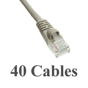Pack of 40 Cables 14 Foot Cat5e Gray Network Ethernet Network Patch Cable Booted - Picture 1 of 5