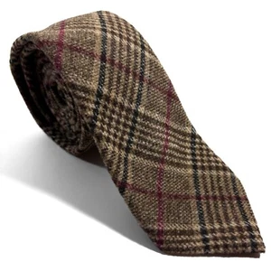 Brown & Red Plaid Wool Tie (Handmade) - Picture 1 of 4