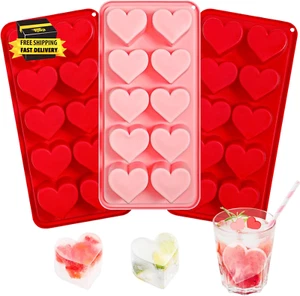 Heart Ice Cube Molds, 10-Cavity Heart Shaped Silicone Molds for Chocolate, Ice C - Picture 1 of 7