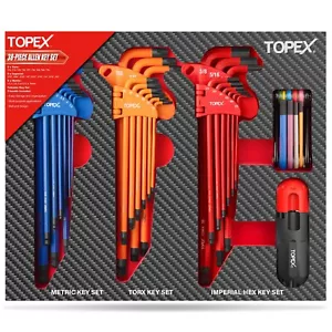 TOPEX 38Pcs Allen Key Set Hex Key Allen Wrench Folding Ball End Metric/SAE/Star - Picture 1 of 12