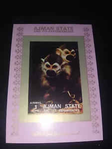 1972 or 73 Ajman State Mini Airmail s/s Imperforated-TYPE OF MONKEY - Picture 1 of 2