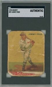 1933 Goudey #29 Jimmy Foxx Philadelphia Athletics HOF SGC AUTHENTIC