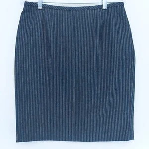 Falda a Rayas Caslon Talla 12P Forrada Gris Oscuro con Elástico, Cremallera, Hasta la Rodilla - Imagen 1 de 16