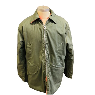 Abrigo reversible grande vintage Emar militar caza camuflaje verde seguridad naranja hombre Foto 1 de 4