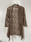 Double Take Light Brown Cardigan Womens S Crochet Lace Open Front