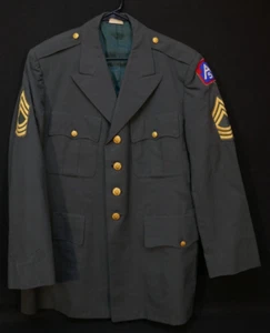 Cold War US 5th Army Master Sergeant Class A Uniform 44R Tropical Summer Weight - Picture 1 of 11